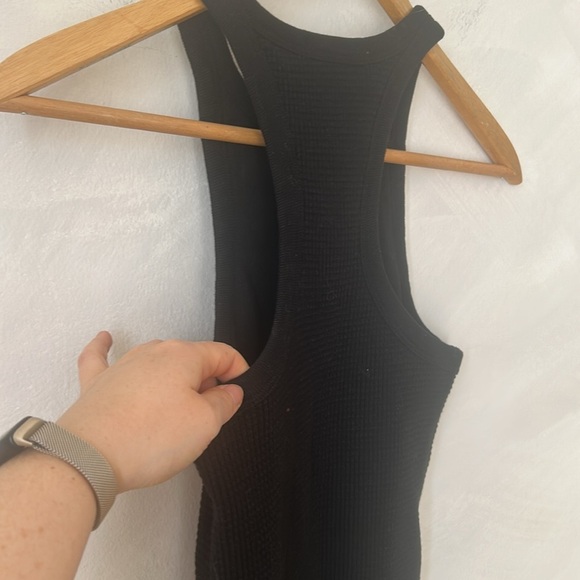 John Elliott racerback tank top sz 0 XS waffle knit raw hem made in USA black - Picture 8 of 8